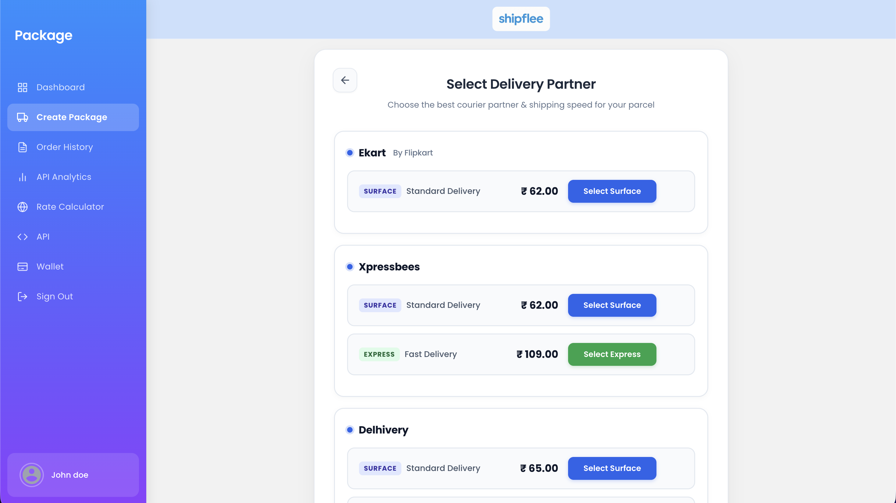 Shipflee Multi Carrier Rate Comparison